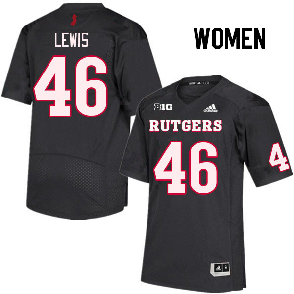Women #46 Kareem Lewis Rutgers Scarlet Knights College Football Jerseys Stitched Sale-Black